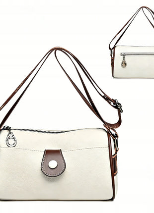 Borsa a Tracolla in Pelle Bianca 2-in-1 per Donne, Borsa a Tracolla Capiente con Tasca per Telefono, Elegante Borsa da Città