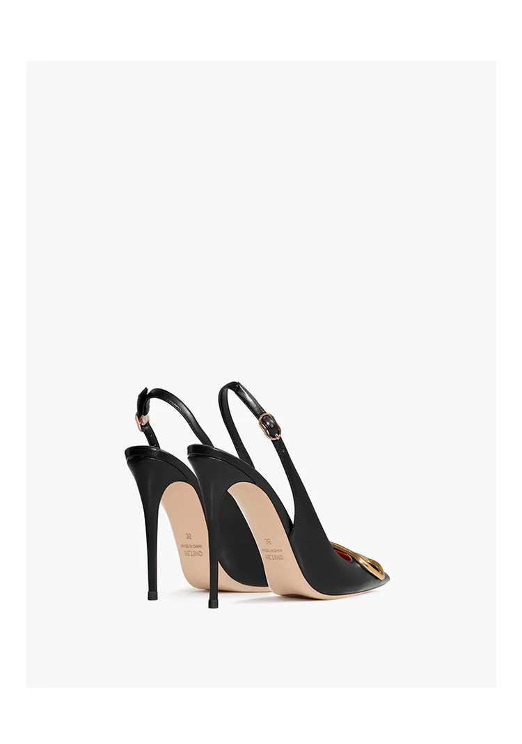 HLTINO Fahion Slingback Nero Comode Scarpe Estive da Donna Sandali con Tacco Alto 2025 Tendenza per Abito da Festa di Nozze