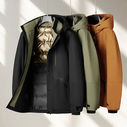 Oversized Men's 90% White Duck Down Jackets Winter Outdoor Windproof Warm Hooded Puffer Coat Loose Thicken Padded Parka Clothing