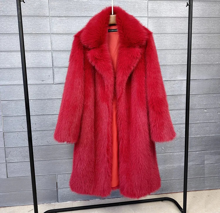 ZADORIN 100cm Long Fluffy White Black Faux Fur Coat Woman Clothing Winter Lapel Faux Fur Top Jackets for Women Jacket Outerwears