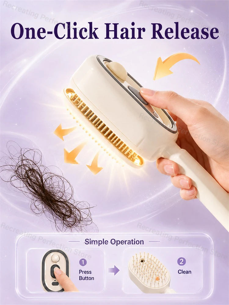Electric Hair Straightening Brush – No Heat Spray, Red Light Therapy, Scalp Massage, Smooth, Wireless, Lightweight for Unisex