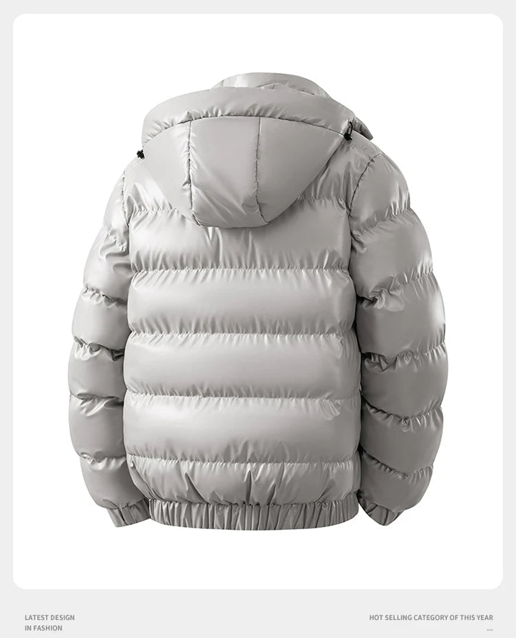 winter casual down cotton jacket Men's bright faced cotton jacket solid color thicken warm men winter coat hooded winter jacket
