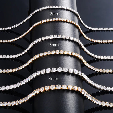 Sparkly Cubic Zirconia Tennis Necklace for Women Rhinestone Choker Minimalist Crystal Chain Stainless Steel Jewelry Accessories PlatiNum