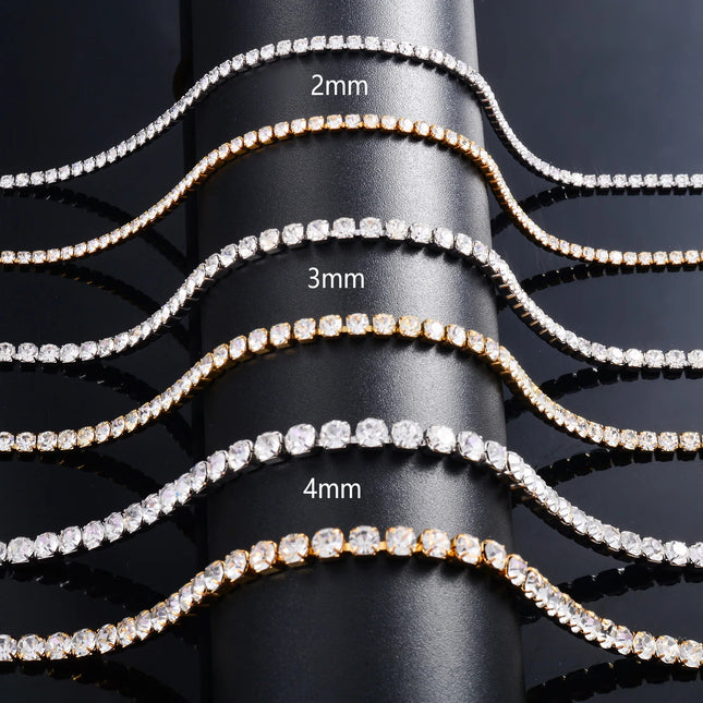 Sparkly Cubic Zirconia Tennis Necklace for Women Rhinestone Choker Minimalist Crystal Chain Stainless Steel Jewelry Accessories PlatiNum
