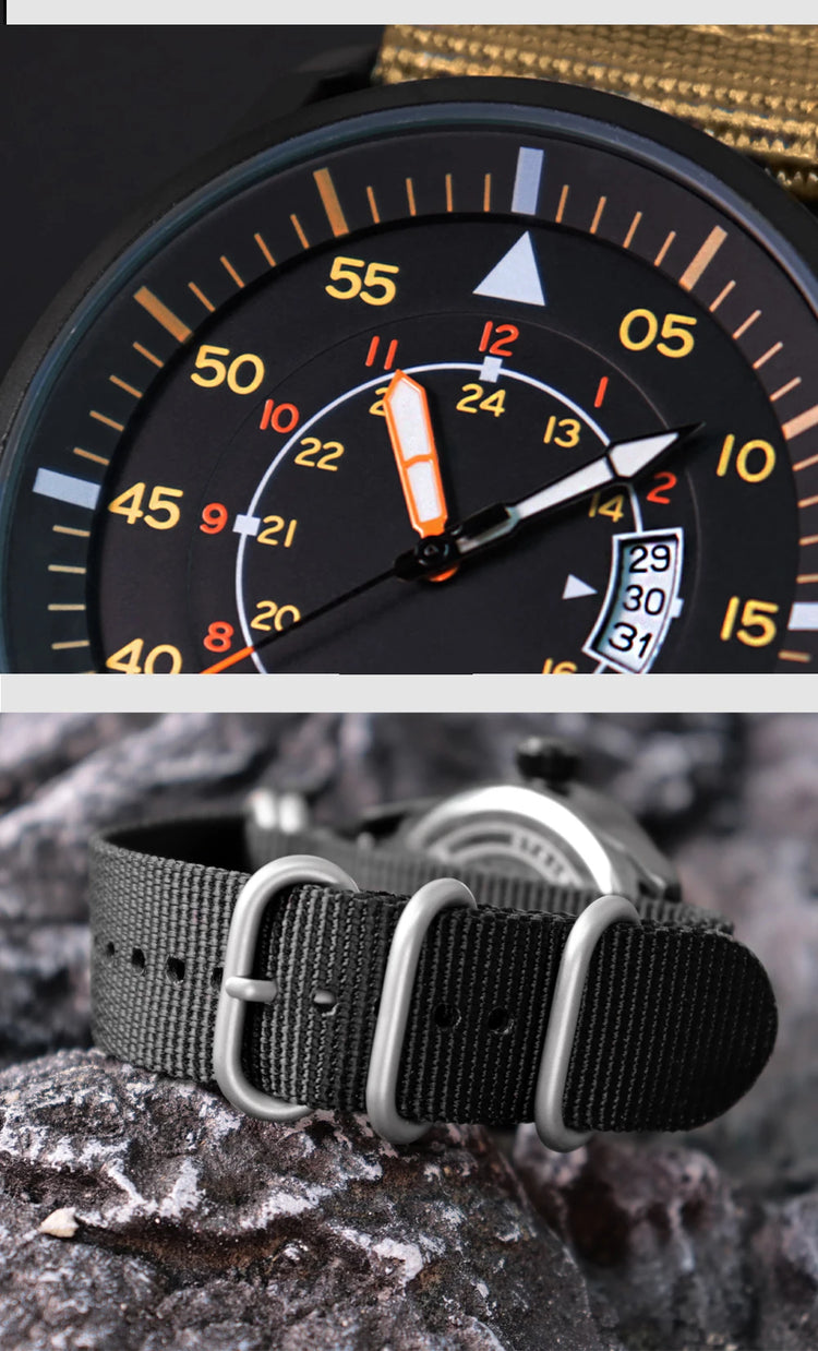 ADDIESDIVE 44mm Men's Fashion Quartz Watch 50m Waterproof Luminous Watch Large Dial High Quality Nylon Strap Men's Analog Watch
