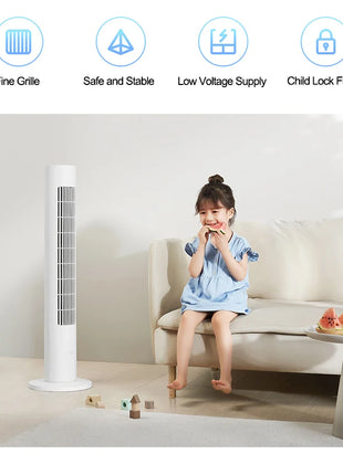 Ventilatore a Torre MIJIA Smart DC a Frequenza Variabile 2a Generazione, 150 °   Ventilatori oscillanti da terra per ambienti, 4 velocità, 3 modalità, versione CN con adattatore