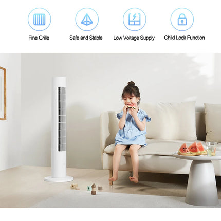 Ventilatore a Torre MIJIA Smart DC a Frequenza Variabile 2a Generazione, 150 °   Ventilatori oscillanti da terra per ambienti, 4 velocità, 3 modalità, versione CN con adattatore