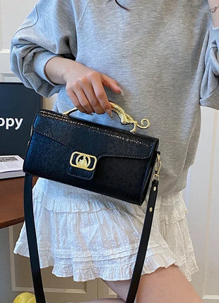 New Ladies Metal Buckle Simple Fashion Shoulder Bag Party Commuting Bag Women Luxury Brand Design PU Leather Bag PlatiNum