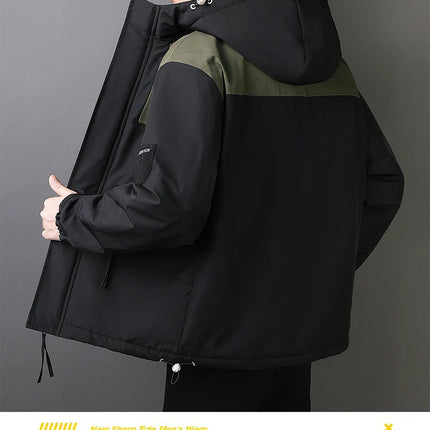Plus Size Male Waterproof Windproof Hooded Jacket Autumn Winter New Fashion Men Casual Loose Fleece Thick Warm High Quality Coat