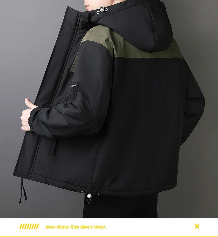 Plus Size Male Waterproof Windproof Hooded Jacket Autumn Winter New Fashion Men Casual Loose Fleece Thick Warm High Quality Coat