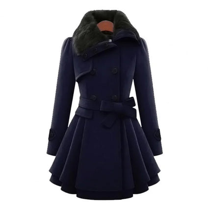 Winter Women's Jacket Windbreaker Warm Plush Thick Clothes Double Breasted Belt Autumn and Winter Korean Style Slim Lapel Coat