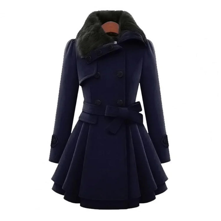 Winter Women's Jacket Windbreaker Warm Plush Thick Clothes Double Breasted Belt Autumn and Winter Korean Style Slim Lapel Coat