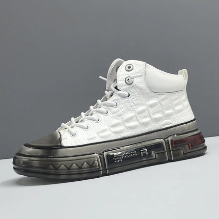 New Designers Genuine Leather Alligator Pattern All Match Sneaker For Men Casual Shoes Flats Walking Footwear Zapatos Hombre