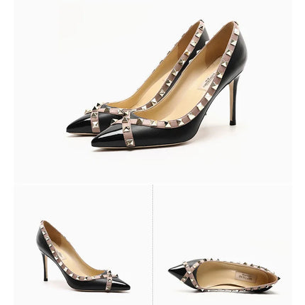 Tacchi Alti con Rivetti alla Moda 2026, Tacchi Alti Bicolore, Tacchi a Spillo da Donna, Scarpe Singole, Scarpe da Donna Sexy a Punta platinumshop