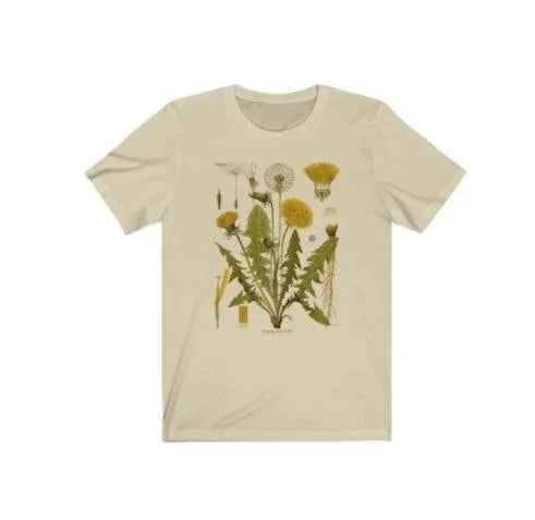 Maglietta grafica botanica tarassaco maglietta da trekking camicia con stampa botanica maglietta oversize in cotone a maniche corte abbigliamento donna Harajuku