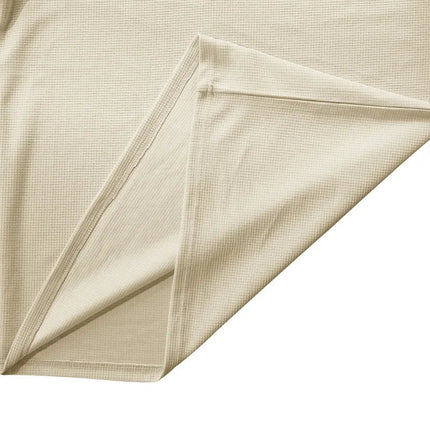 Cross-border new men's waffle color matching strap V-neck top casual long-sleeved bottoming T-shirt PlatiNum