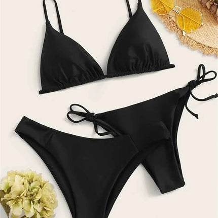 Bikini nero Costume da bagno estremo Triangolo Costumi da bagno sexy String 3 pezzi Bikini Set Costume da bagno donna Beach Tangas Biquinis Feminino platinumshop