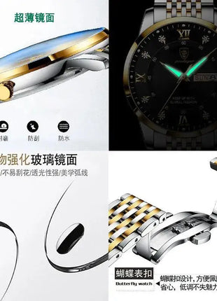 Men's watch with double calendar, waterproof, with night light, Korean edition, fashion watch, birthday gift for men, surprise