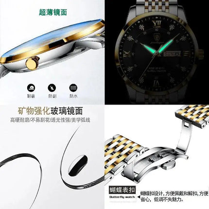 Orologio da uomo con doppio calendario, impermeabile, con luce notturna, edizione coreana, orologio alla moda, regalo di compleanno per uomo, sorpresa