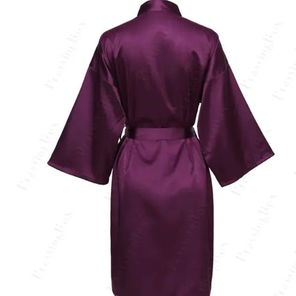 Vestaglia da notte in raso solido, elegante vestaglia da casa con scollo a V a mezza manica e cintura, pigiama da donna