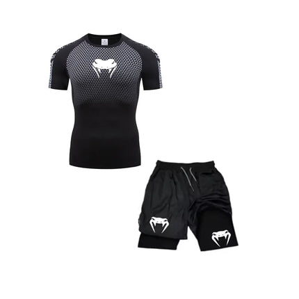 Set di compressione Anime Venom Magliette da palestra per allenamento da uomo Pantaloncini da corsa traspiranti Set di abbigliamento sportivo Rash Guard ad asciugatura rapida platinumshop