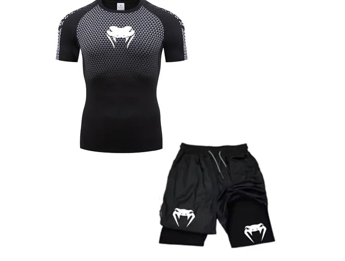 Set di compressione Anime Venom Magliette da palestra per allenamento da uomo Pantaloncini da corsa traspiranti Set di abbigliamento sportivo Rash Guard ad asciugatura rapida platinumshop