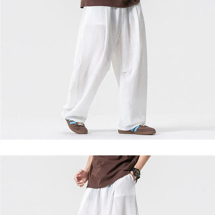 Pantaloni Leggeri e Sottili da Uomo, Traspiranti, Tinta Unita, Stile Harajuku, Gamba Larga, Casual, Oversize, Moda Harem, Streetwear Maschile