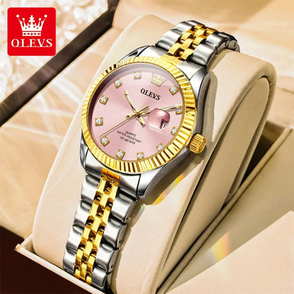OLEVS Orologio da donna Nuovo orologio al quarzo 3705 Orologio da donna con data luminosa impermeabile in acciaio inossidabile Reloj platinumshop