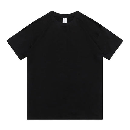 Small Neck T-shirts Men 350gsm Cotton Solid Color Male Short-sleeved T-shirt Spring Summer Loose Bottoming Shirt Casual T Shirts PlatiNum