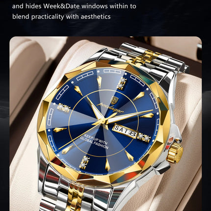 POEDAGAR Orologio da uomo di moda di lusso Top Business Impermeabile luminoso Data Settimana Orologi da uomo Orologio da polso da uomo in acciaio inossidabile al quarzo platinumshop