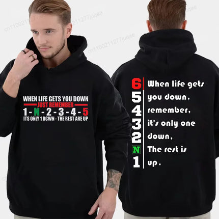 Mens 1 Down 6 Up Motorcycle Print Men Hoodies Bike Week Sweatshirts Black Hills Motorcycle Rides Fashion Personality Hoody Gifts