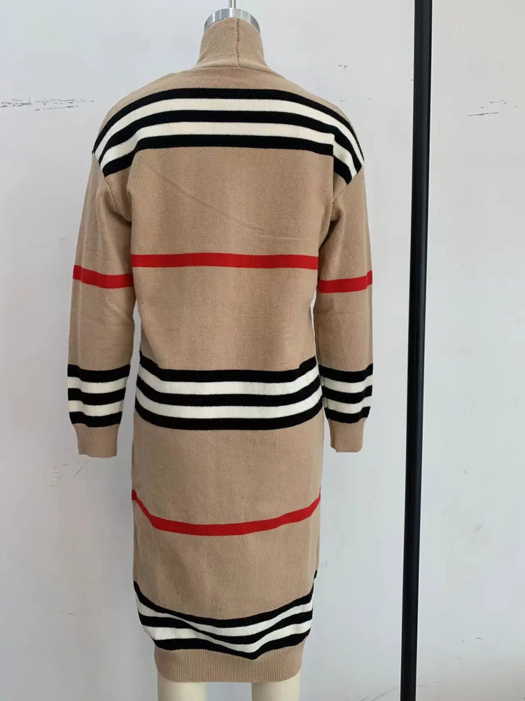Print Long Cardigan For Women 2025 New Autumn Winter Clothes Knit Loose Outerwear Soft Sweater Coat Streetwear Fashion Cover Up