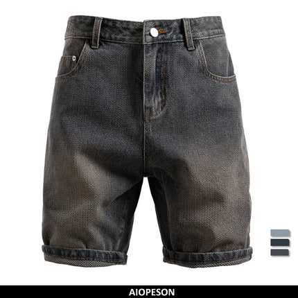 AIOPESON Pantaloncini di jeans casual retrò estivi da uomo 2025 Pantaloncini di jeans comodi ed eleganti in misto cotone vintage slim fit