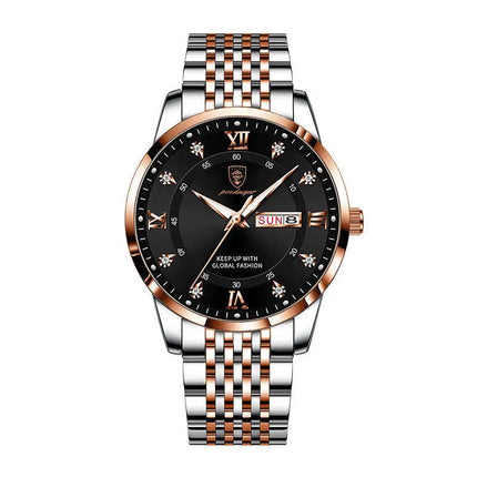 Orologio da uomo con doppio calendario, impermeabile, con luce notturna, edizione coreana, orologio alla moda, regalo di compleanno per uomo, sorpresa
