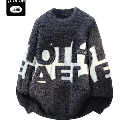 2026 Winter Fashion Sweater Men Casual Knit Pullovers Mens Thick Warm letter pattern Sweaters Men's Daily Warm sweaters male