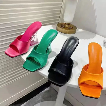New 2026 Fashion Summer Shoes with Open Toe and Medium Heel, Pleated A-Line Chunky Sandals for Women