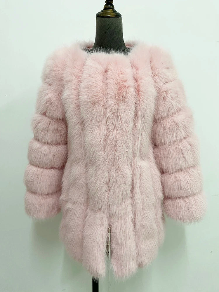 ZADORIN High Quality Winter Women Coats Luxury Faux Fox Fur Coat Thick Warm Long Fluffy Fur Jacket Pink Coat Bontjas