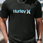 Hurley Men's Black TShirt Summer Graphic Tee , New Casual Crew Neck Pure Cotton Short-Sleeved T-Shirt PlatiNum