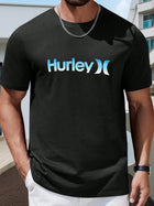 Hurley Men's Black TShirt Summer Graphic Tee , New Casual Crew Neck Pure Cotton Short-Sleeved T-Shirt PlatiNum