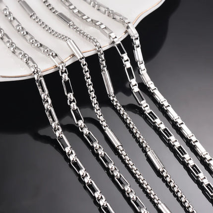 New 1 piece Stainless Steel Square Pearl Chain Necklace 3:1 Handmade Box Chain DIY Jewelry Making Bracelet Anklet Necklace PlatiNum
