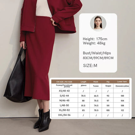 AMII Women's Skirt 2025 Winter New Minimalist Solid Color Commuter Skirts For Woman Wool Long Versatile Clothing Female 12544047 PlatiNum