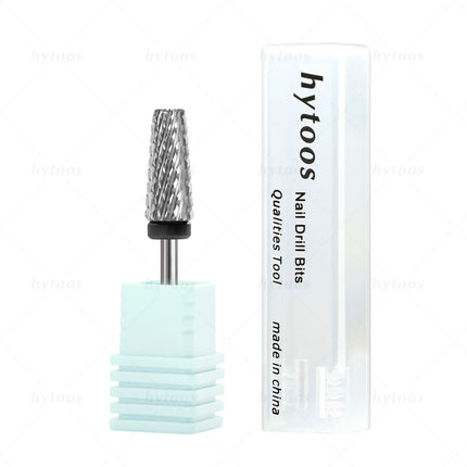 HYTOOS Tapered 5 in 1 Nail Drill Bit Cross Teeth Carbide Nail Bits Remove Gel Electric File Drills Machine Manicure Accessories