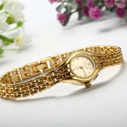 Orologio da polso dorato per donna Orologio da polso da donna di lusso con quadrante piccolo Orologio da donna al quarzo elegante in acciaio Regalo di moda reloj mujer platinumshop