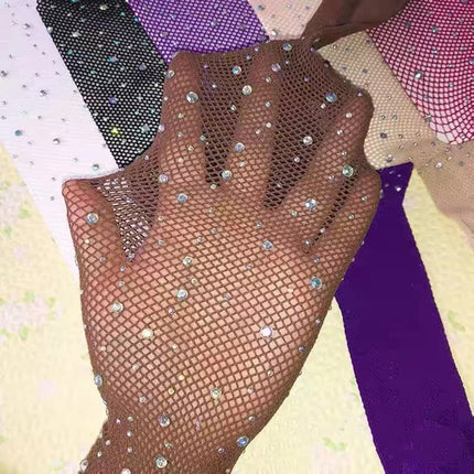 2024 estate a rete diamante collant per le donne moda sexy collant a rete lucida femminile sottile strass maglia calze di nylon collant