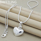 Fine 925 Sterling Silver Solid Heart Necklace 18-24 Inches Snake Chain For Women Wedding Charm Fashion Jewelry luxury PlatiNum