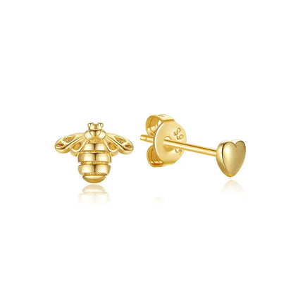 Orecchini Originali in Argento Sterling 925, Modello 2026, a Perno e a Cerchio con Cristalli, per Donna, in Oro Rosa, con Corona, Cuore, Infinito, Ape, Gioielli platinumshop