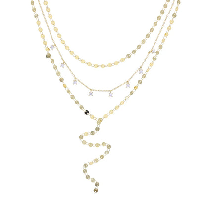 2025 Nuova collana lunga per le donne Y Lariat a forma di disco girocollo sexy multistrato con paillettes catena nappa bling cz pendente collana