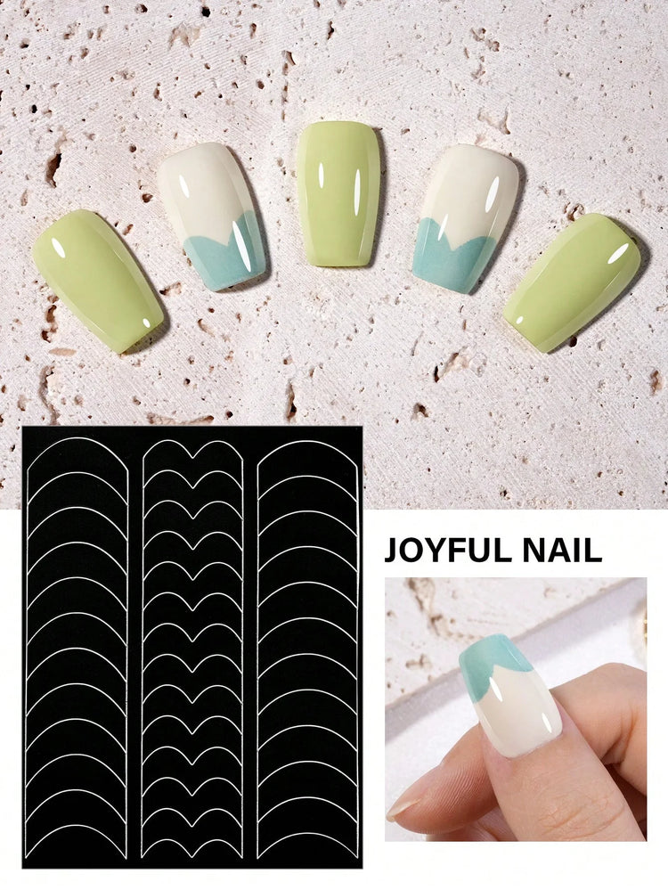 1pc 6 Style Hollow out French Manicure Nail Art Stickers, V-Shaped Strip-Type Simple Design Self-Adhesive Nail Tips Guides Frenc