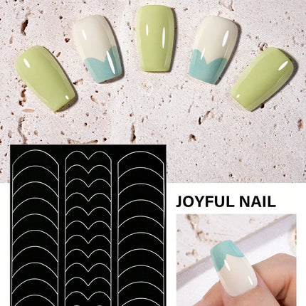 1pc 6 Style Hollow out French Manicure Nail Art Stickers, V-Shaped Strip-Type Simple Design Self-Adhesive Nail Tips Guides Frenc