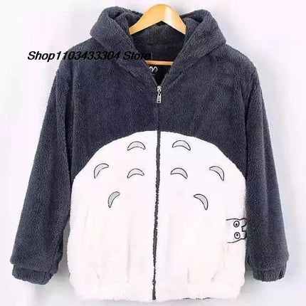 DTR Totoro cosplay sweater Kawaii Hoodie Sweatshirt My Neighbor Coat Fleece Overcoat With Ears Harajuku Cute Jackets ChristmaDTR